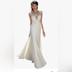 Beach Mermaid Wedding Dresses for Bride 2024.Elopement Bride Dress with Train